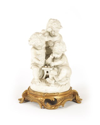 Lot 657 - A LATE 19TH CENTURY FRENCH ORMOLU MOUNTED BISQUE SCULPTURE SIGNED MACHAVLT