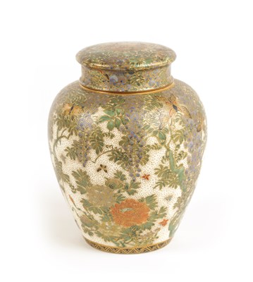 Lot 264 - A JAPANESE MEIJI PERIOD SATSUMA SMALL JAR AND COVER WITH INNER LID