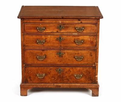 Lot 1302 - A GEORGE I HERRING-BANDED AND FIGURED WALNUT DRESSING CHEST