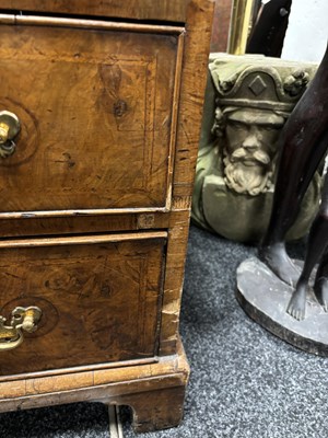 Lot 1302 - A GEORGE I HERRING-BANDED AND FIGURED WALNUT DRESSING CHEST