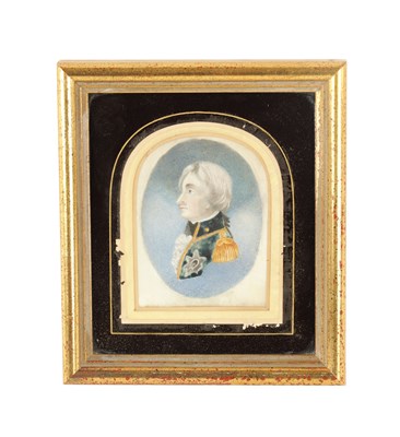 Lot 827 - A FINE RARE EARLY 19TH CENTURY PORTRAIT MINIATURE ON IVORY OF LORD NELSON