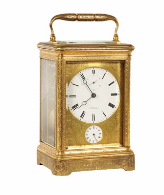 Lot 773 - BOURDIN, PARIS. A FINE EARLY FRENCH GRAND SONNERIE CARRIAGE CLOCK WITH DUPLEX ESCAPEMENT