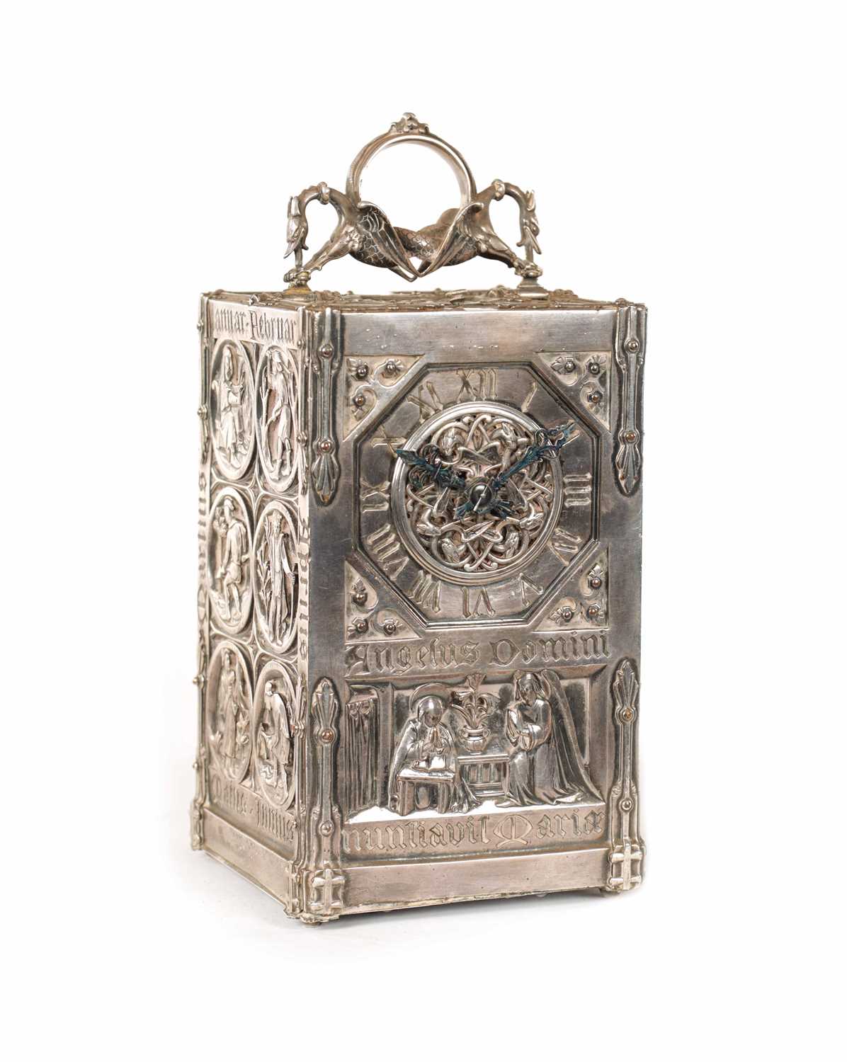 Lot 979 - A RARE AND UNUSUAL FRENCH GOTHIC REVIVAL ‘ANGELUS’ REPEATING CARRIAGE CLOCK