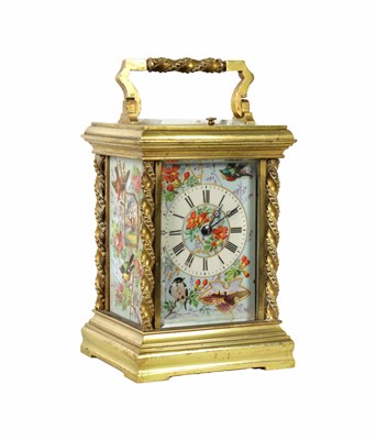 Lot 981 - A LATE 19TH CENTURY FRENCH PORCELAIN PANELLED REPEATING CARRIAGE CLOCK