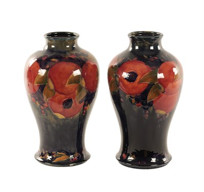 Lot 102 - A VERY LARGE PAIR 1930's/40's WILLIAM MOORCROFT INVERTED BALUSTER VASES