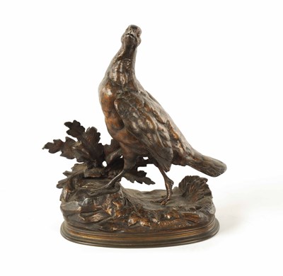 Lot 608 - JULES MOIGNIEZ (FRENCH, 1835-1894) A PATINATED BRONZE SCULPTURE OF A PARTRIDGE