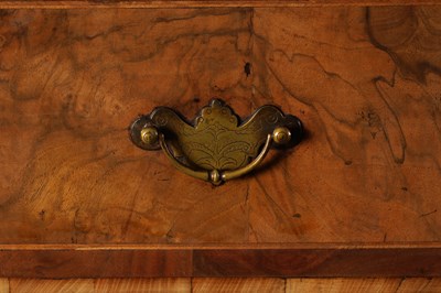 Lot 1316 - AN EARLY 18TH CENTURY HERRINGBANDED FIGURED WALNUT SECRETAIRE CHEST ON CHEST WITH STARBURST BASE