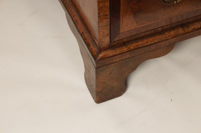 Lot 1316 - AN EARLY 18TH CENTURY HERRINGBANDED FIGURED WALNUT SECRETAIRE CHEST ON CHEST WITH STARBURST BASE