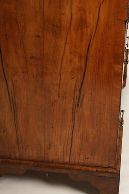 Lot 1316 - AN EARLY 18TH CENTURY HERRINGBANDED FIGURED WALNUT SECRETAIRE CHEST ON CHEST WITH STARBURST BASE