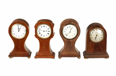 Lot 1026 - A COLLECTION OF FOUR EDWARDIAN INALID MAHOGANY MANTEL CLOCKS