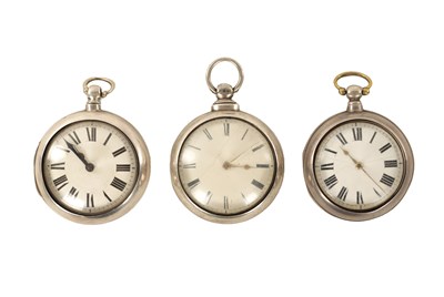 Lot 376 - A COLLECTION OF THREE GEORGE III SILVER PAIR CASED VERGE POCKET WATCHES