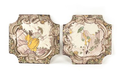 Lot 37 - A PAIR OF 18TH CENTURY DELFT POLYCHROME HANGING PLAQUES