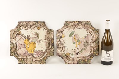 Lot 37 - A PAIR OF 18TH CENTURY DELFT POLYCHROME HANGING PLAQUES