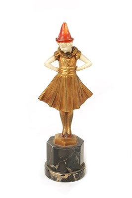 Lot 634 - FERDINAND PREISS (1882-1943). AN ART DECO COLD PAINTED BRONZE AND IVORY FIGURAL SCULPTURE