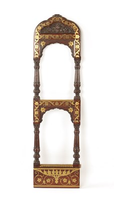 Lot 225 - A LATE 19TH CENTURY ANGLO-INDIAN BRASS INALID HARDWOOD DOUBLE FRAME