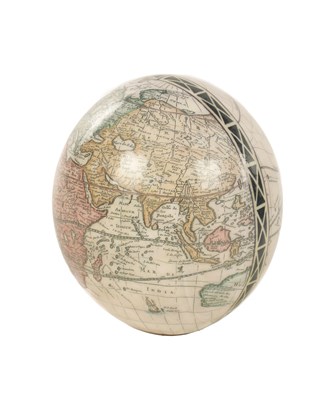 Lot 670 - A TRANSFER PRINTED OSTRICH EGG WORLD GLOBE