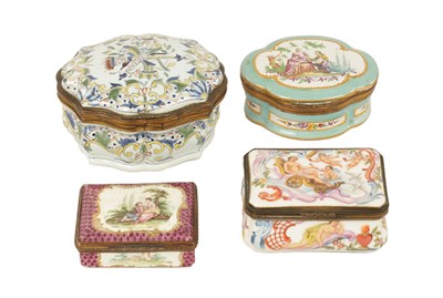 Lot 104 - A COLLECTION OF FOUR PORCELAIN AND ENAMEL TABLE BOXES