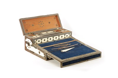 Lot 160 - A 19TH CENTURY ANGLO INDIAN SADELI MICRO MOSAIC INLAID CAMELBONE AND SANDALWOOD WRITING BOX IN NEED OF RESTORATION