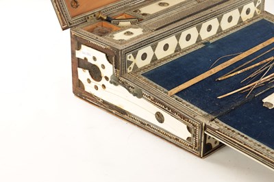 Lot 173 - A 19TH CENTURY ANGLO INDIAN SADELI MICRO MOSAIC INLAID CAMELBONE AND SANDALWOOD WRITING BOX IN NEED OF RESTORATION