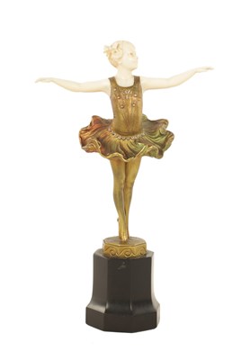 Lot 660 - AN EARLY 20TH CENTURY GILT BRONZE AND IVORY FIGURE ENTITLED ‘BALLERINA’ BY FERDINAND PREISS (1882-1943)