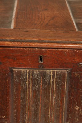 Lot 1257 - A 17TH CENTURY JOINED OAK LINEN-FOLD COFFER