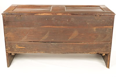 Lot 1257 - A 17TH CENTURY JOINED OAK LINEN-FOLD COFFER