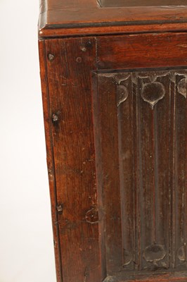 Lot 1257 - A 17TH CENTURY JOINED OAK LINEN-FOLD COFFER