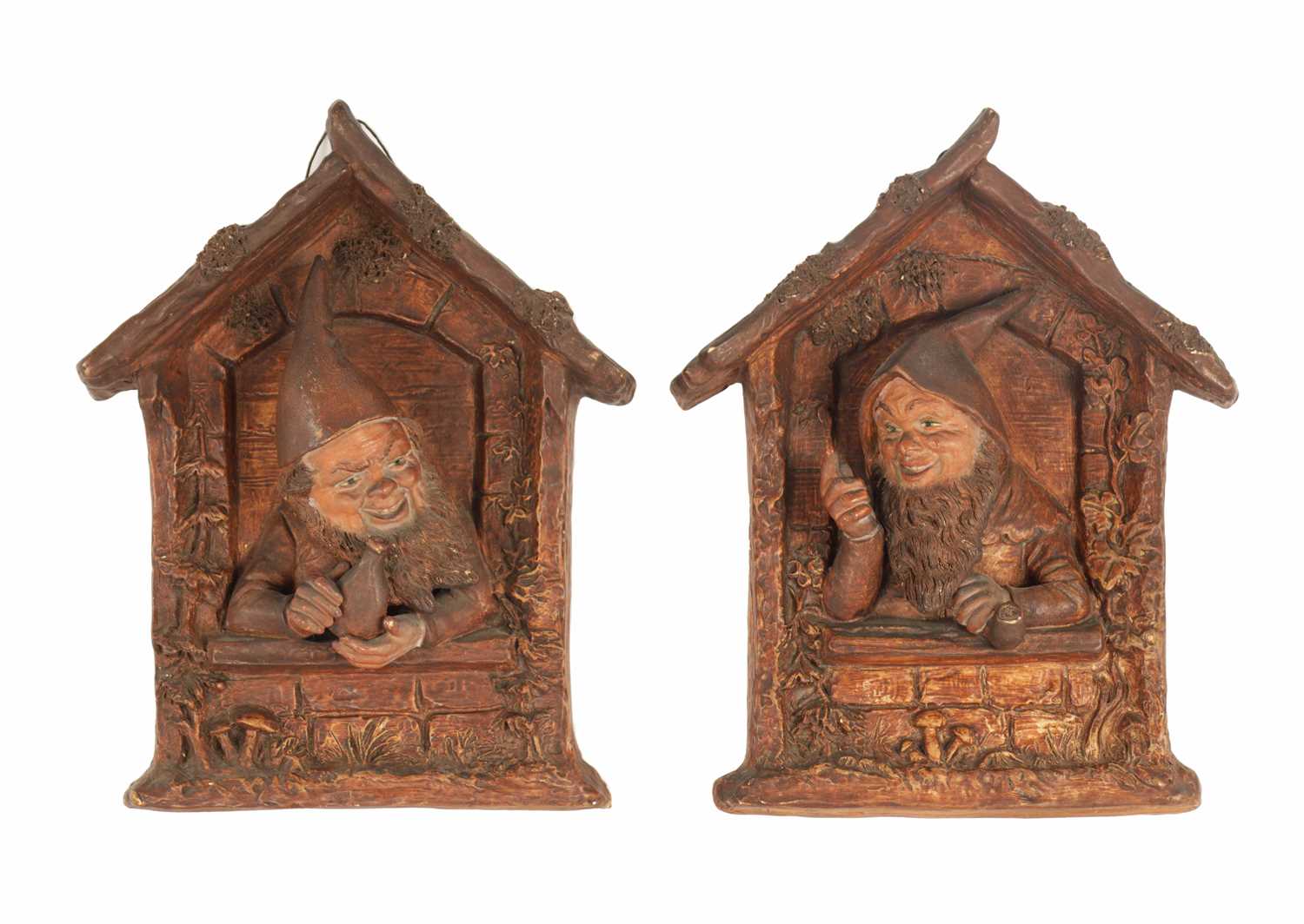 Lot 656 - A PAIR OF LATE 19TH CENTURY TERRACOTTA WALL PLAQUES