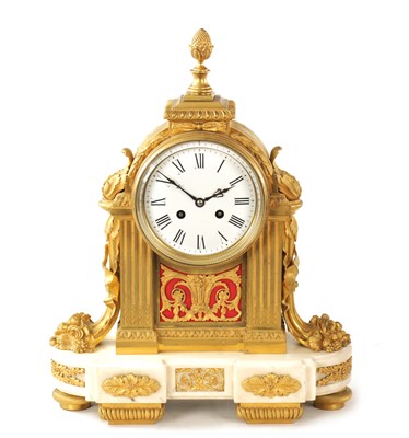 Lot 971 - A MID 19TH CENTURY FRENCH ORMOLU AND WHITE MARBLE MANTEL CLOCK