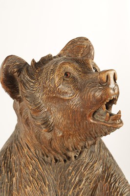 Lot 1145 - A GOOD 19TH CENTURY CARVED LINDEN WOOD BLACK FOREST BEAR STICK STAND OF UNUSUALLY LARGE SIZE