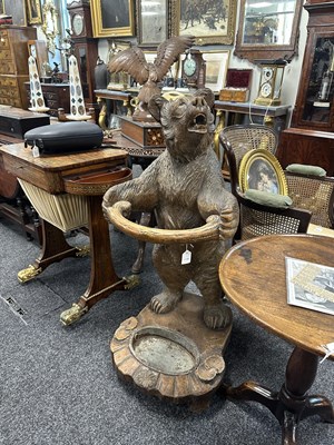 Lot 1145 - A GOOD 19TH CENTURY CARVED LINDEN WOOD BLACK FOREST BEAR STICK STAND OF UNUSUALLY LARGE SIZE