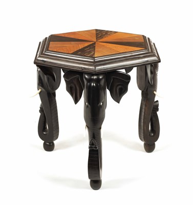 Lot 296 - A SMALL 19TH CENTURY CEYLONESE SPECIMEN WOOD, EBONY, AND IVORY OCCASIONAL TABLE