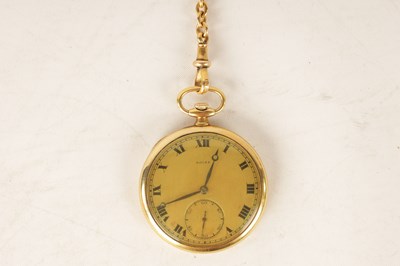 Lot 265 - AN 18CT GOLD OPEN FACED ROLEX POCKET WATCH AND CHAIN