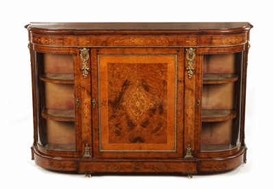 Lot 1010 - A GOOD 19TH-CENTURY FIGURED BURR WALNUT AND BOXWOOD INLAID ORMOLU MOUNTED CREDENZA