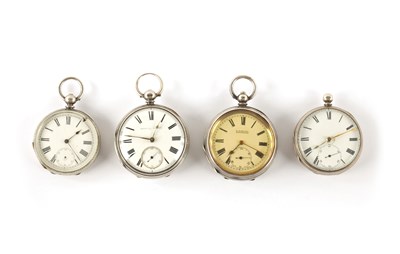 Lot 103 - A COLLECTION OF FOUR SILVER CASED GENTLEMEN'S POCKET WATCHES