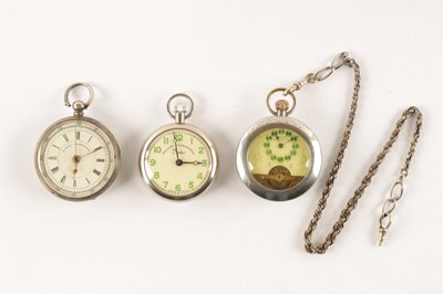 Lot 372 - AN UNUSUAL .925 STAMPED SILVER CASED CONTINENTAL EIGHT-DAY POCKET WATCH