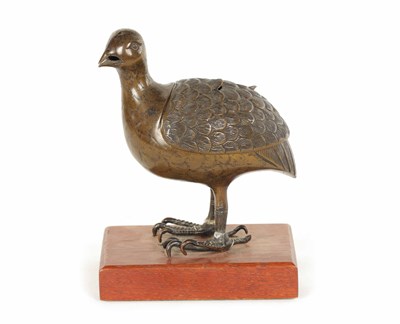 Lot 119 - AN EARLY CHINESE BRONZE KORO MODELLED AS A PARTRIDGE