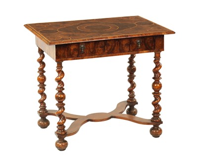 Lot 1364 - A WILLIAM AND MARY OYSTERED LABURNUM AND HOLLY GEOMETRICALLY INLAID SIDE TABLE