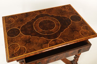 Lot 1364 - A WILLIAM AND MARY OYSTERED LABURNUM AND HOLLY GEOMETRICALLY INLAID SIDE TABLE