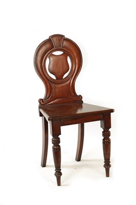 Lot 1283 - A 19TH CENTURY MAHOGANY HALL CHAIR