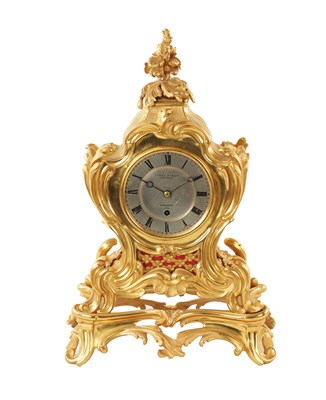 Lot 1071 - JAMES MURRAY, CORNHILL, LONDON. AN ENGLISH REGENCY ORMOLU FUSEE MANTEL CLOCK