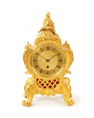 Lot 1001 - GANTHONY, CHEAPSIDE. AN ENGLISH REGENCY ORMOLU FUSEE MANTEL CLOCK