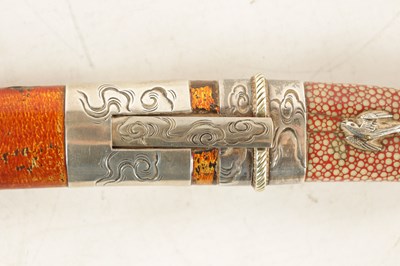 Lot 261 - A FINE JAPANESE MEIJI PERIOD SILVER LACQUERWORK AND SHAGREEN TANTO