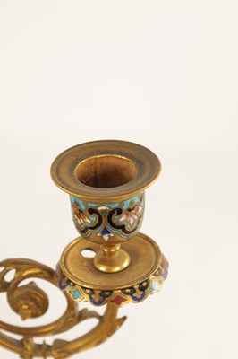 Lot 1043 - A FINE 19TH CENTURY FRENCH ORMOLU AND CLOISONNÉ ENAMEL THREE PIECE CLOCK GARNITURE