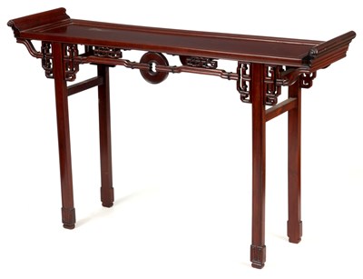 Lot 237 - A CHINESE FREE STANDING HARDWOOD ALTAR TABLE...