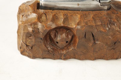 Lot 1103 - A GOOD EARLY ROBERT 'MOUSEMAN' THOMPSON CARVED OAK TABLE LIGHTER