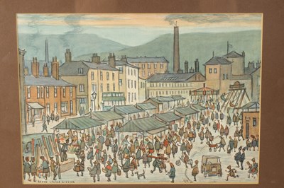 Lot 814 - LLOYD GEORGE HIGGINS (1912 - 1980) WATERCOLOUR TITLED 'OLD MARKET TOWN, HYDE'