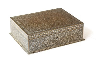 Lot 178 - A 19TH-CENTURY INDIAN IRONWORK INLAID JEWELLERY BOX