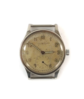 Lot 394 - AN IWC GENTLEMAN’S 1940’S OVERSIZED STEEL CASED WIRSTWATCH