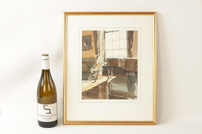Lot 877 - A 20TH CENTURY IMPRESSIONIST WATERCOLOUR OF AN INTERIOR SCENE